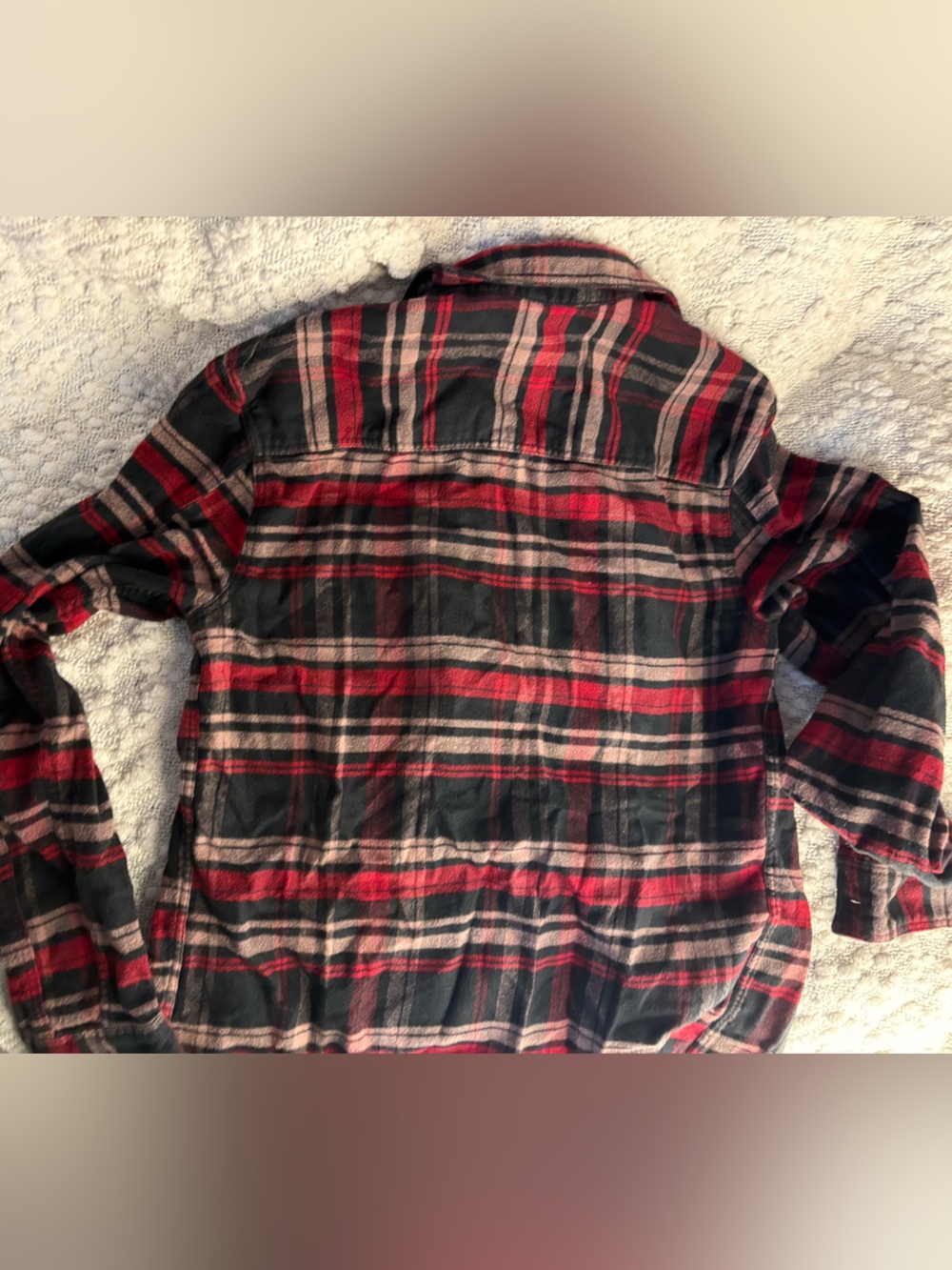 H&M Red and Black Plaid Button-Down Shirt
